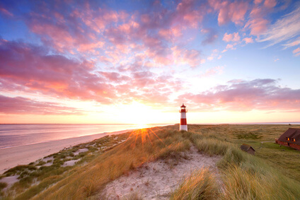 Sylt Strand mit Leuchtturm